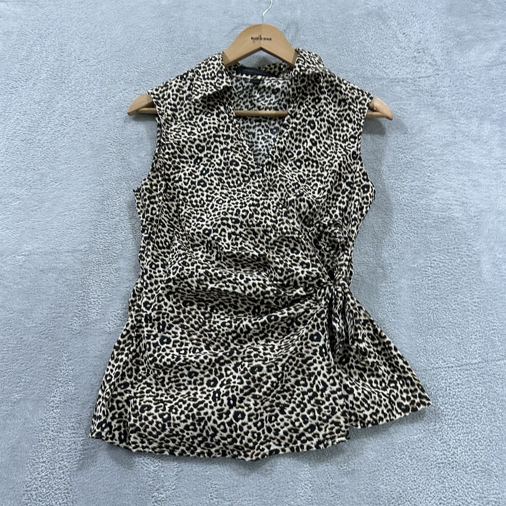 Expression Design Studio Blouse Top Women Medium Cheetah Animal Print Sleeveless